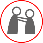 icon ehrenam engagement, zwei Figuren gehen auf einander zu, Zeichnung