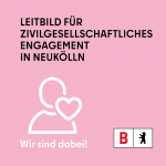 Logo für das Leitbild für zivilgesellschaftliches Engagement in Neukölln Farbe: pink