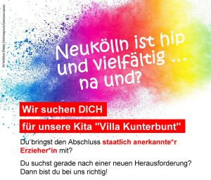 Kita Villa Kunterbunt sucht Erzieher, Anzeige