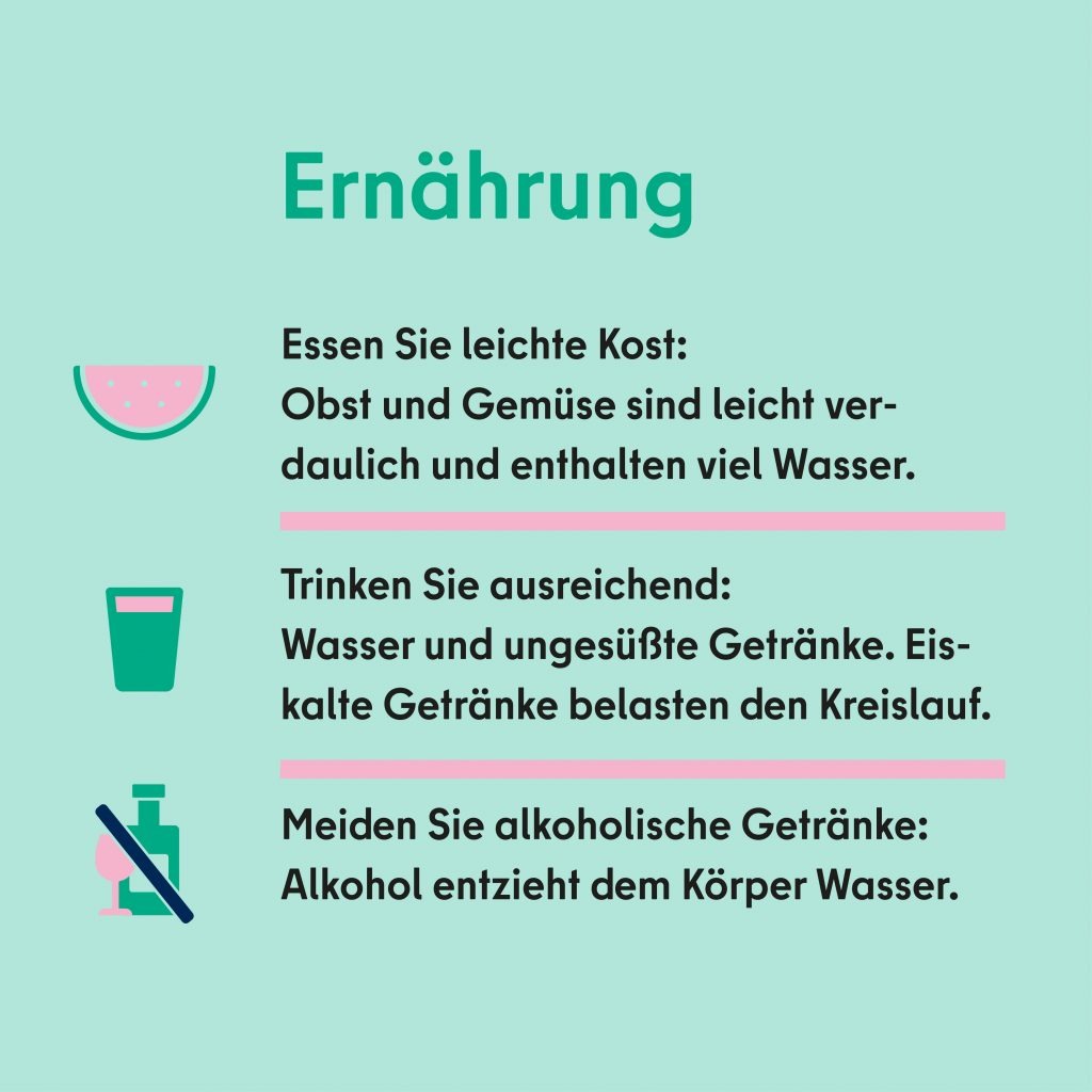 Hinweis Ernährung bei Hitze von der Initiative "Berlin bleibt cool" Hitzeschutz vom Land Berlin LAGeSo