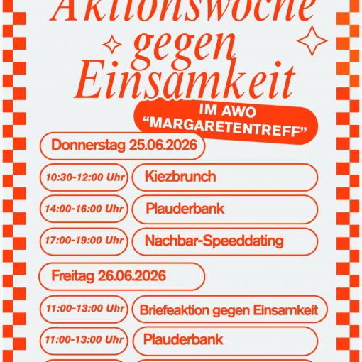 Plakat AGNEs präsentiert: Aktionswoche gegen Einsamkeit