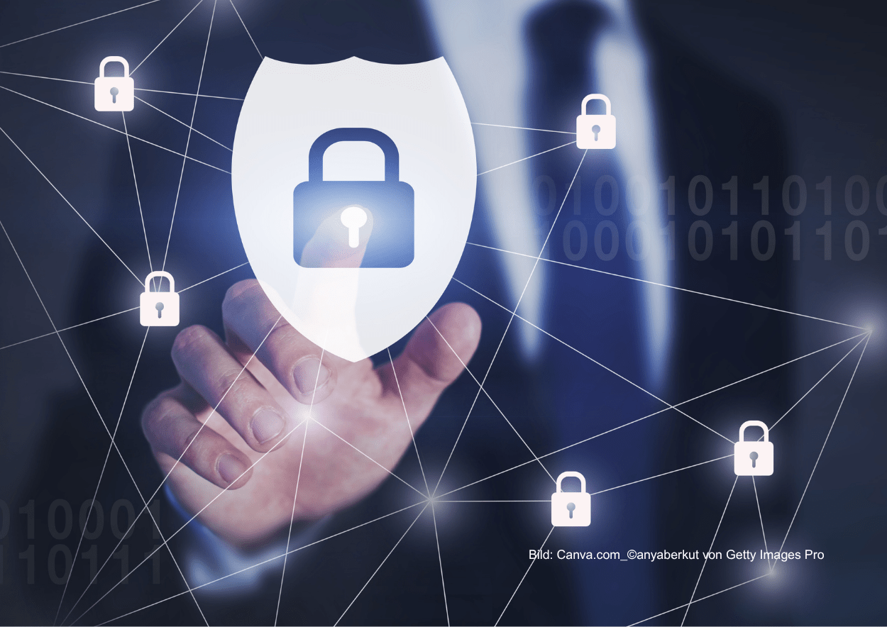 Computersicherheit, Hand grift nach Daten, Bild von Canva.com