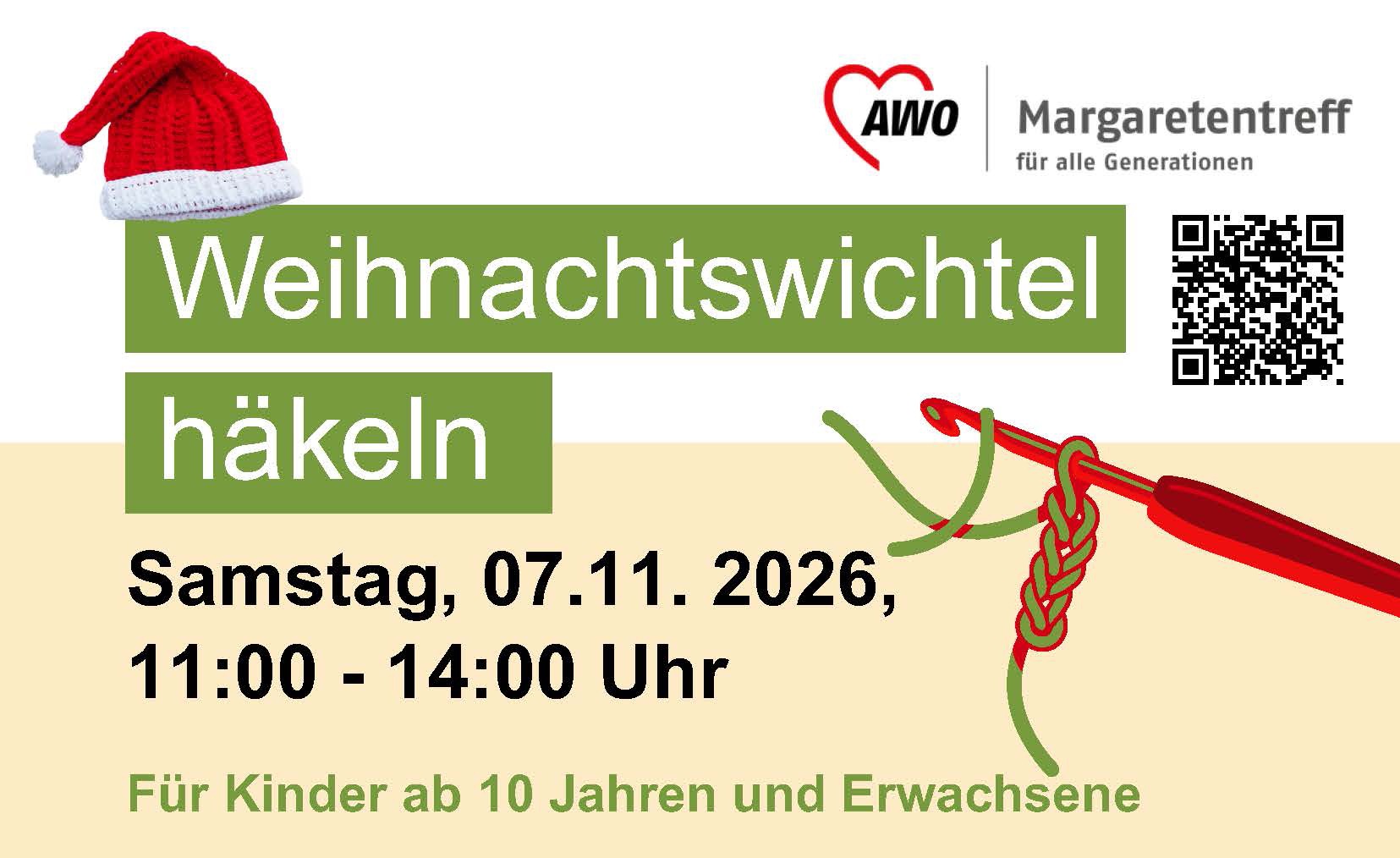 Ankündigung Workshop Margaretentreff, Wichtel häkeln für Weihnachten