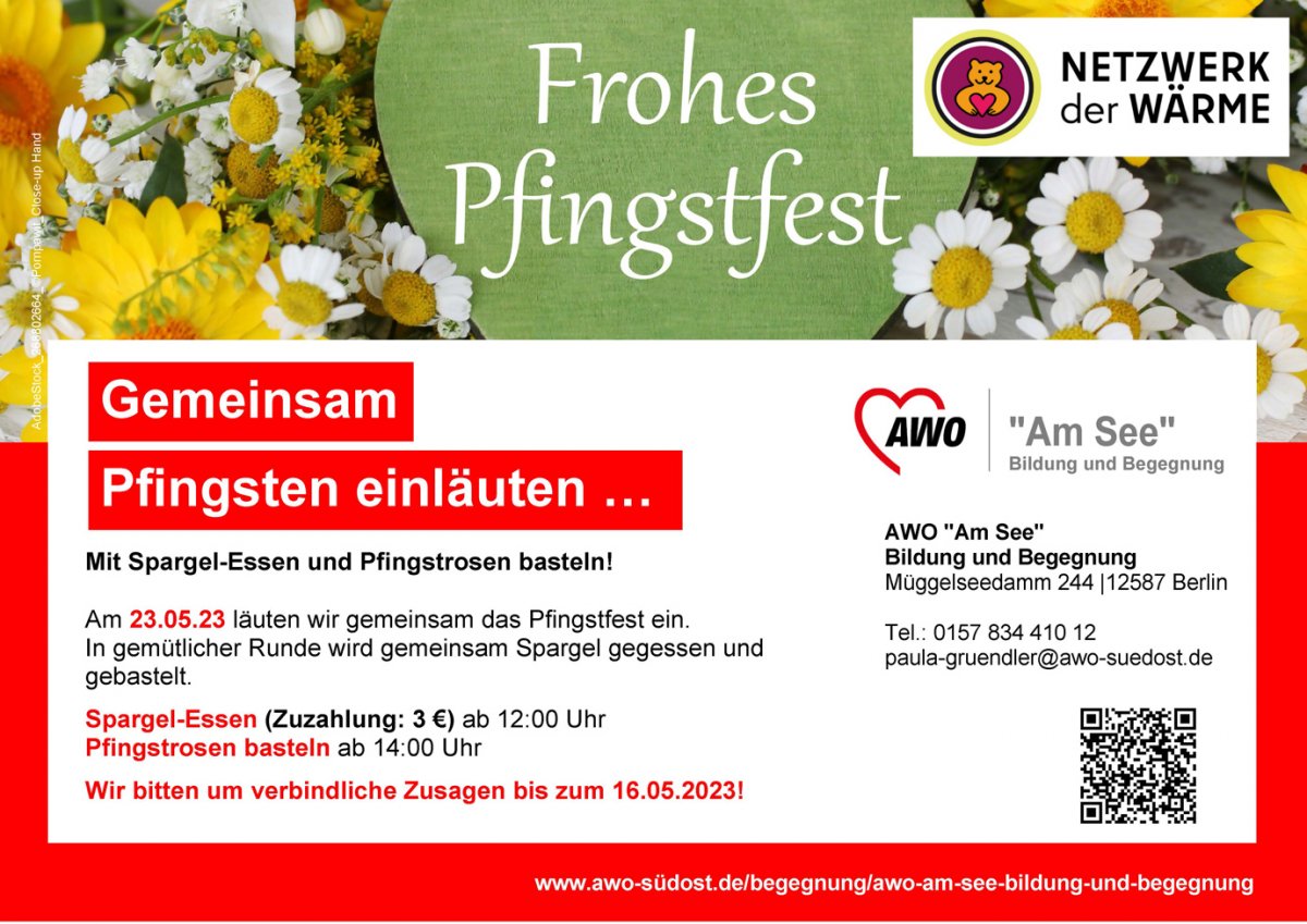 Einladung zum Pfingstfest AWO "Am See" mit Spargelessen
